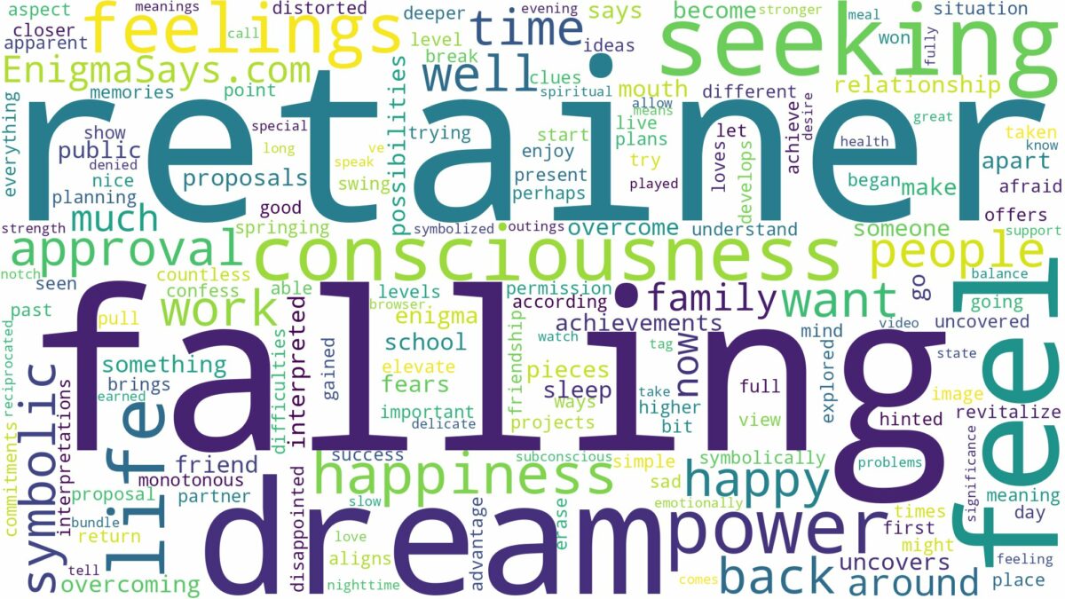 dreaming of retainer falling out and related dreams with their meanings in a word cloud