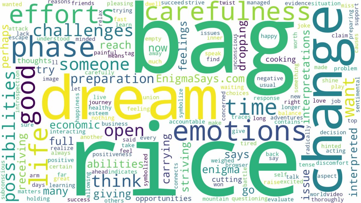 dream about rice bag and related dreams with their meanings in a word cloud