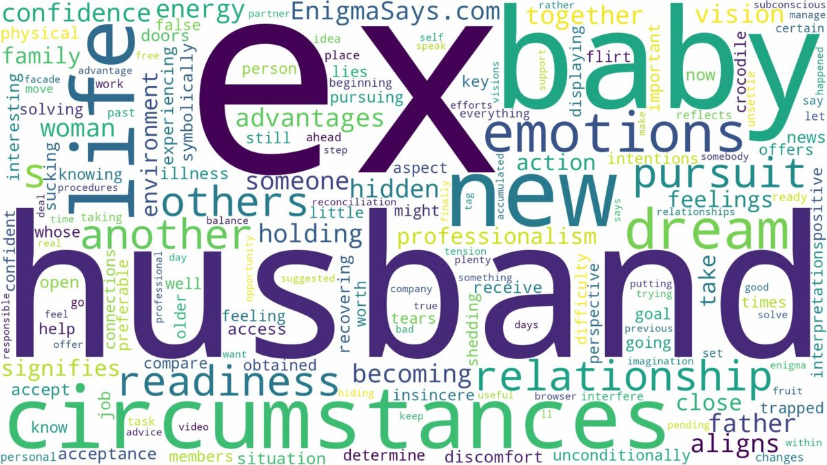 dreaming about ex husband having a baby and related dreams with their meanings in a word cloud