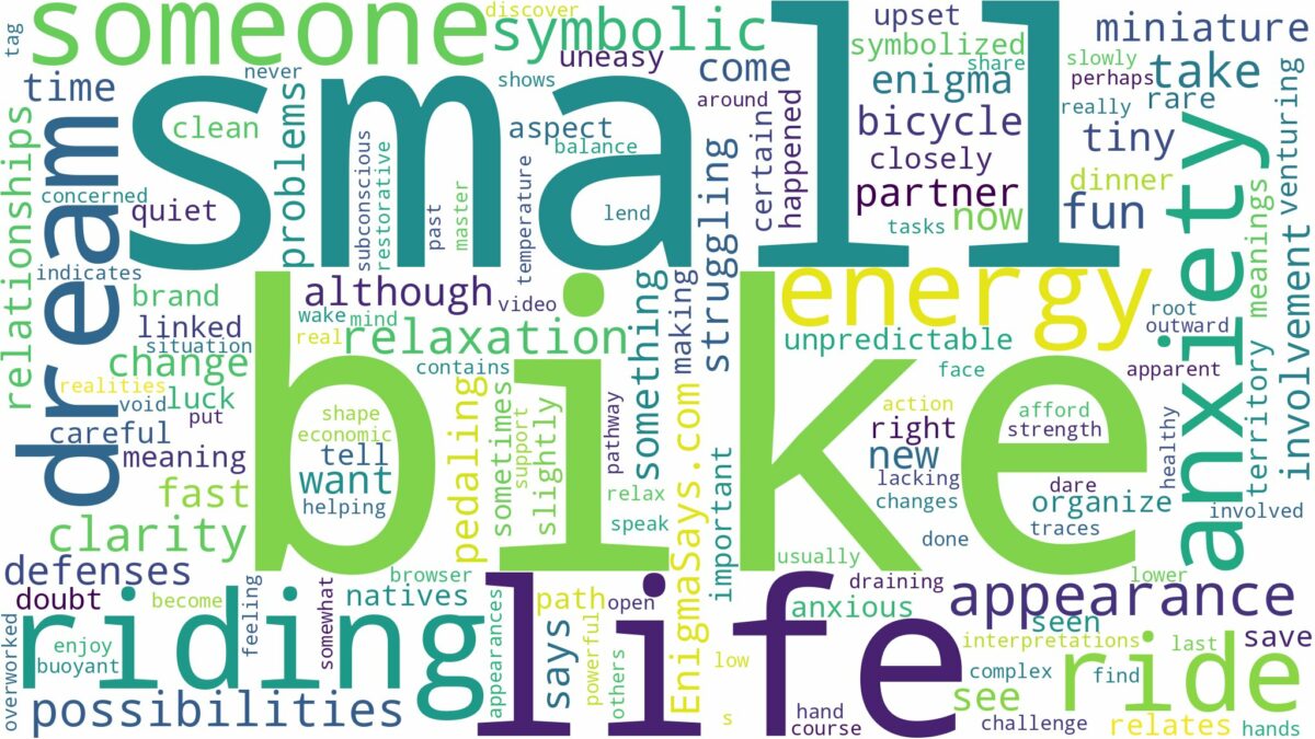 dreaming of riding a small bike and related dreams with their meanings in a word cloud