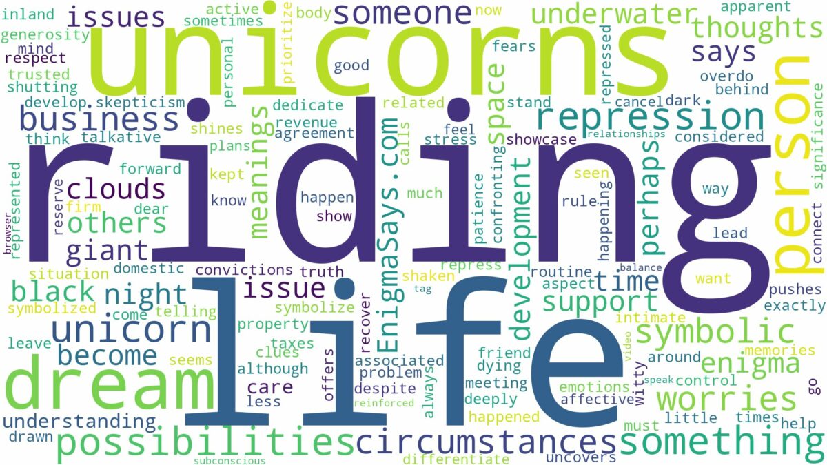 dream of riding unicorns and related dreams with their meanings in a word cloud