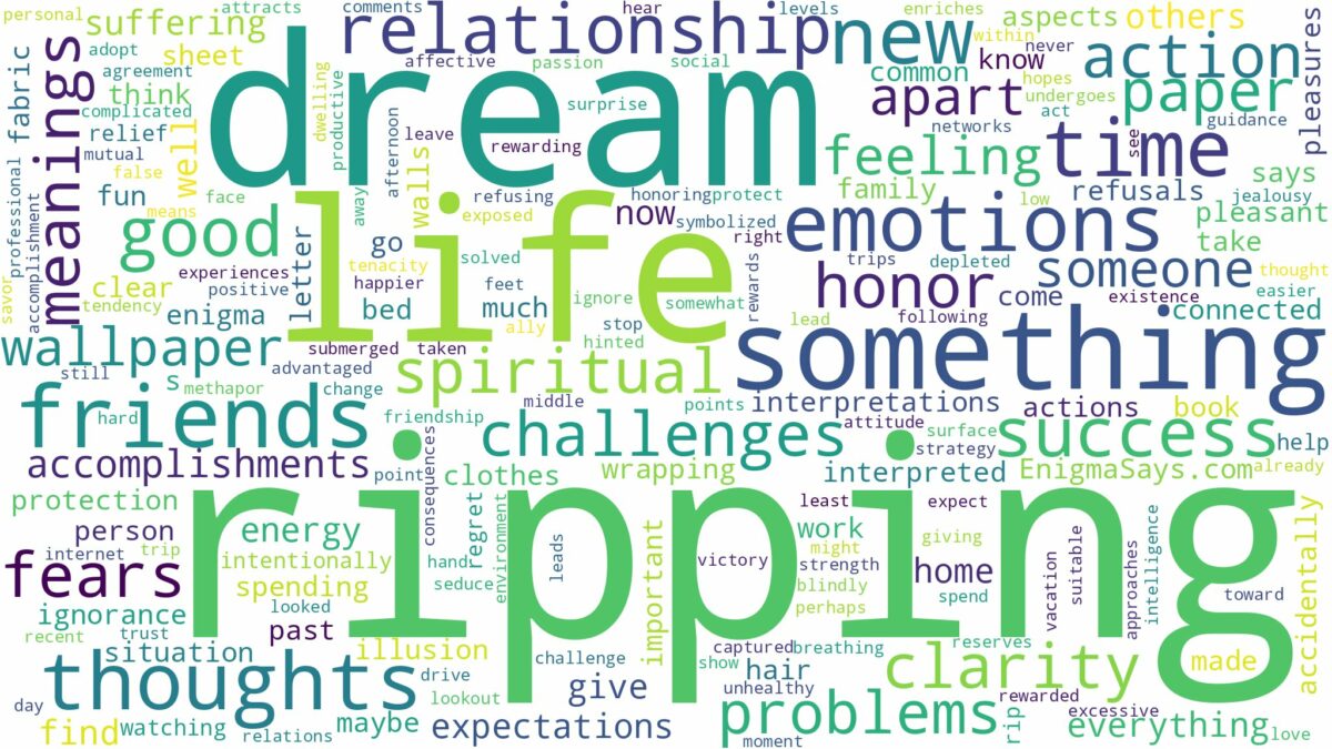 dream of ripping and related dreams with their meanings in a word cloud