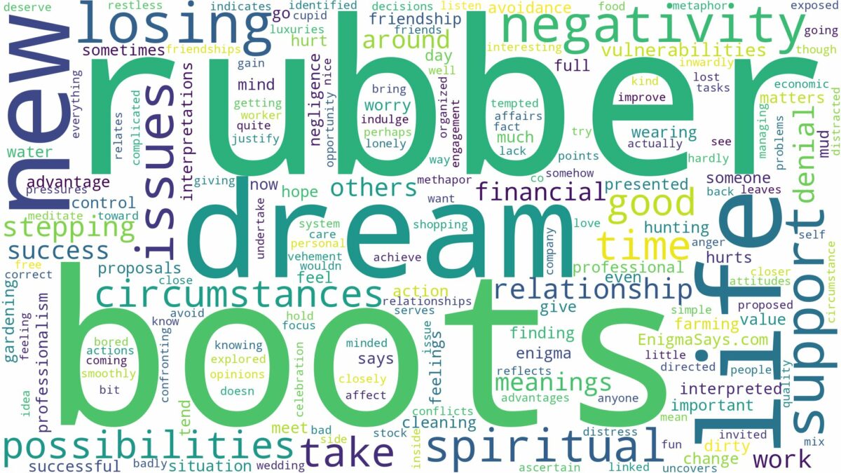 dream about rubber boots and related dreams with their meanings in a word cloud