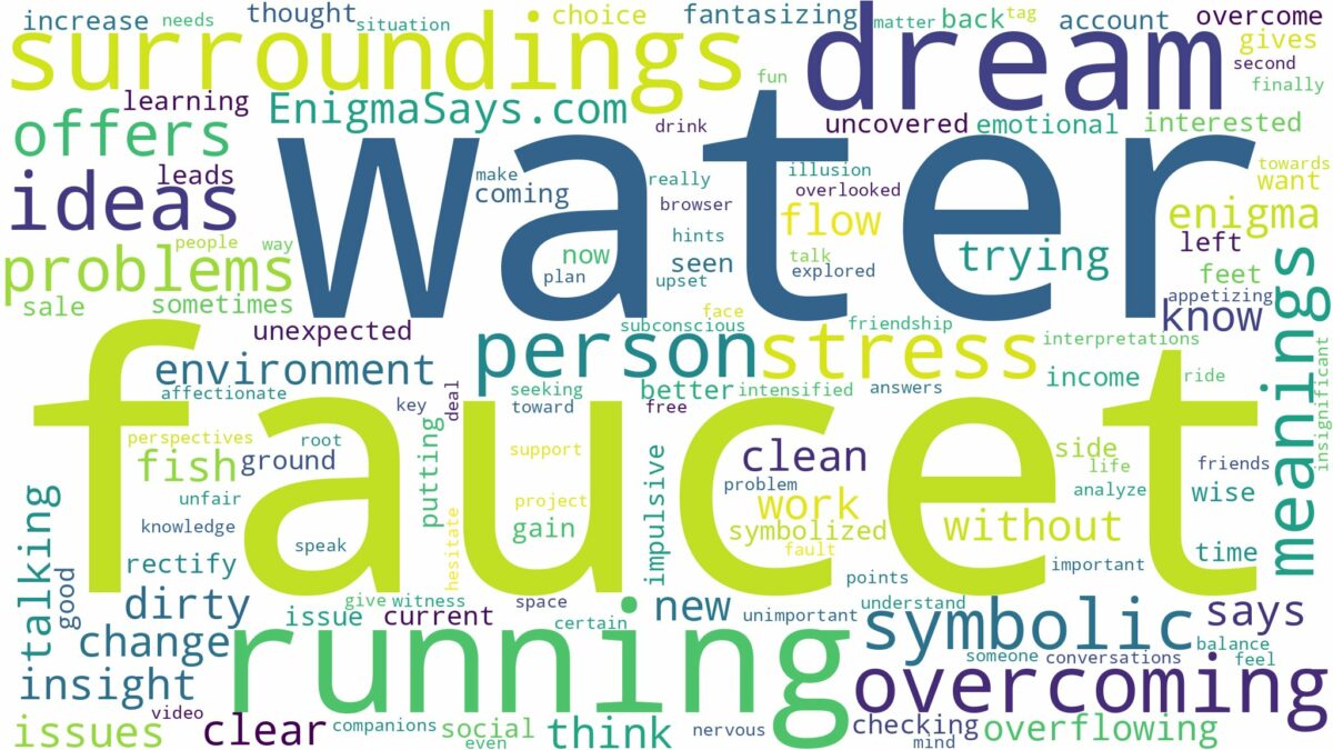 dreaming of running water from faucet and related dreams with their meanings in a word cloud