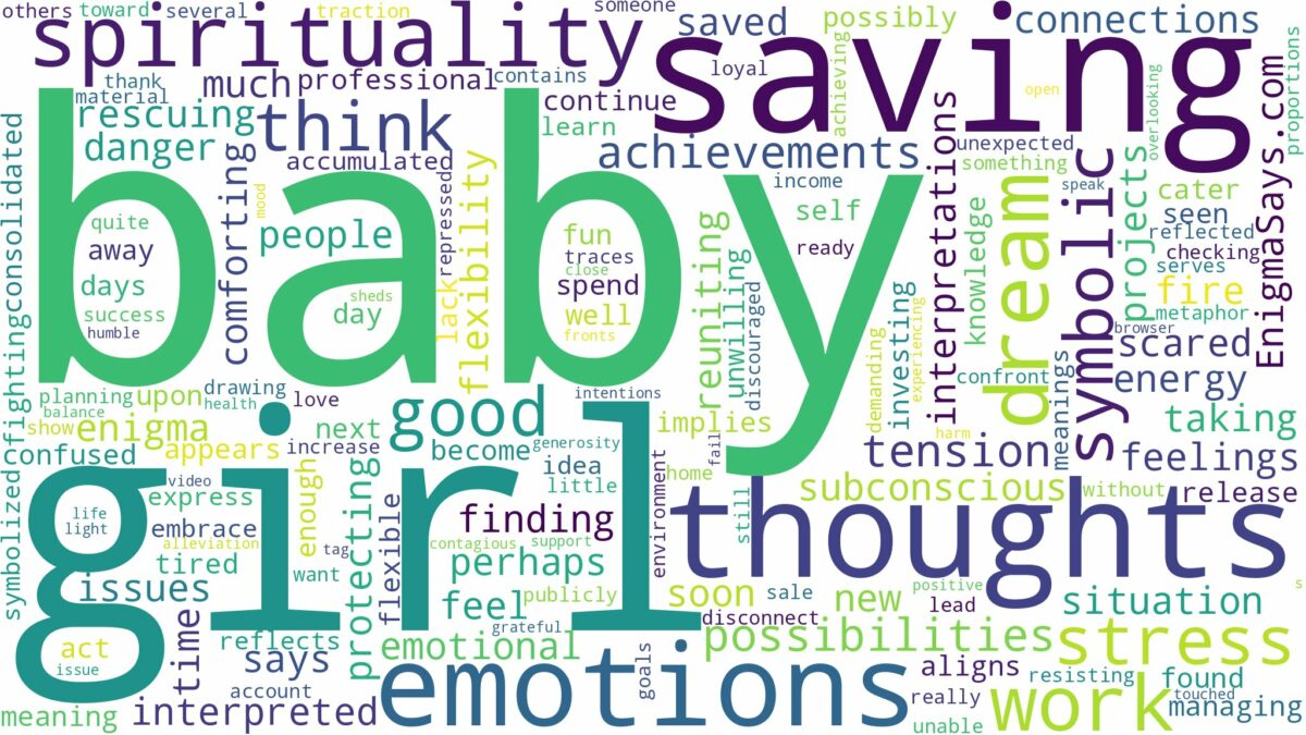 dreaming of saving a baby girl and related dreams with their meanings in a word cloud