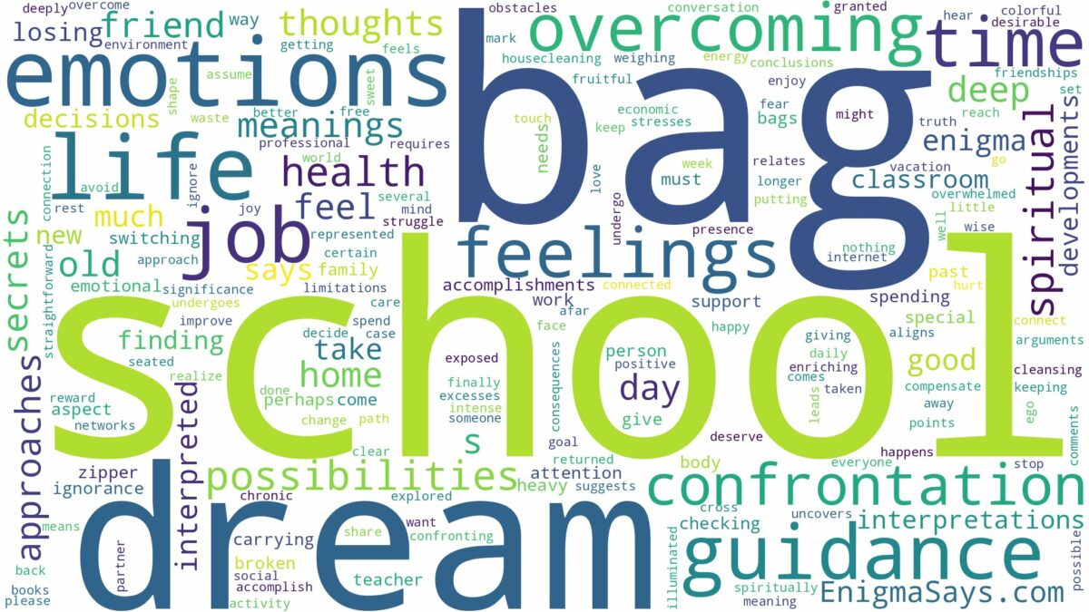 dream about school bag and related dreams with their meanings in a word cloud