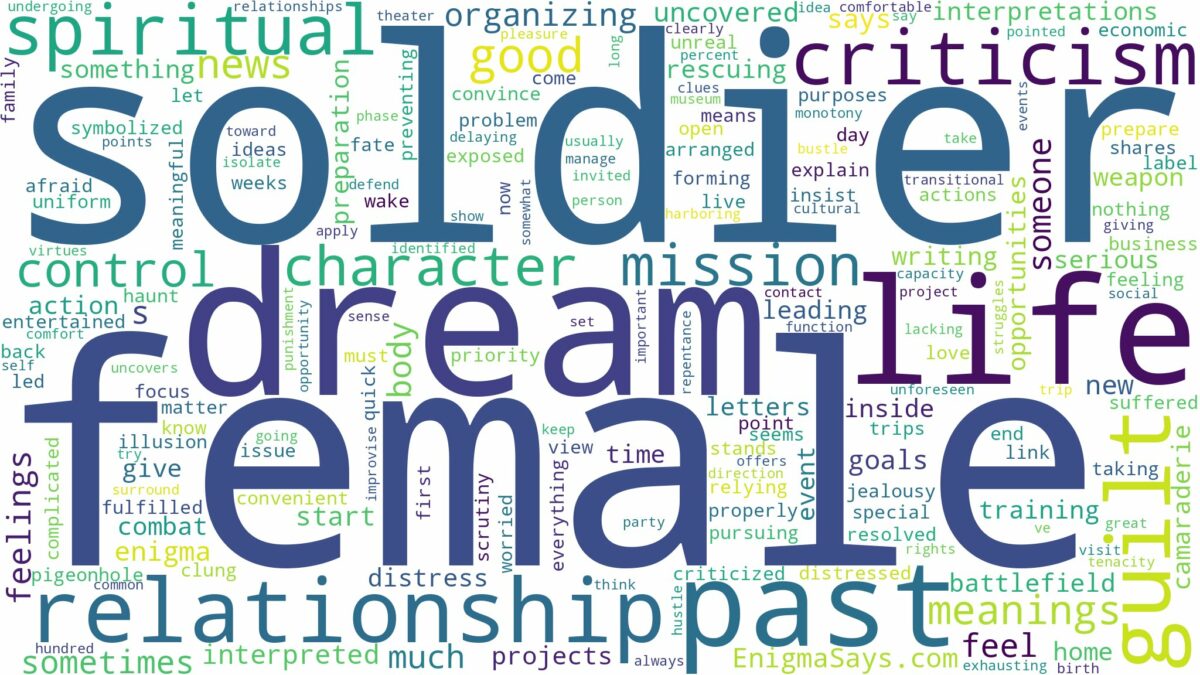 dream about a female soldier and related dreams with their meanings in a word cloud