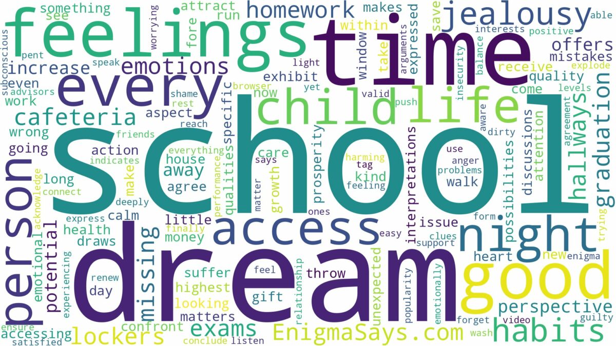 dream about school every night and related dreams with their meanings in a word cloud