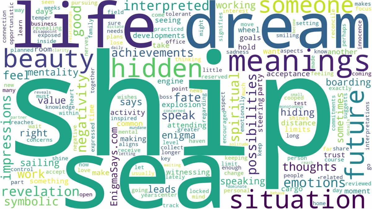 dream about sea ship and related dreams with their meanings in a word cloud