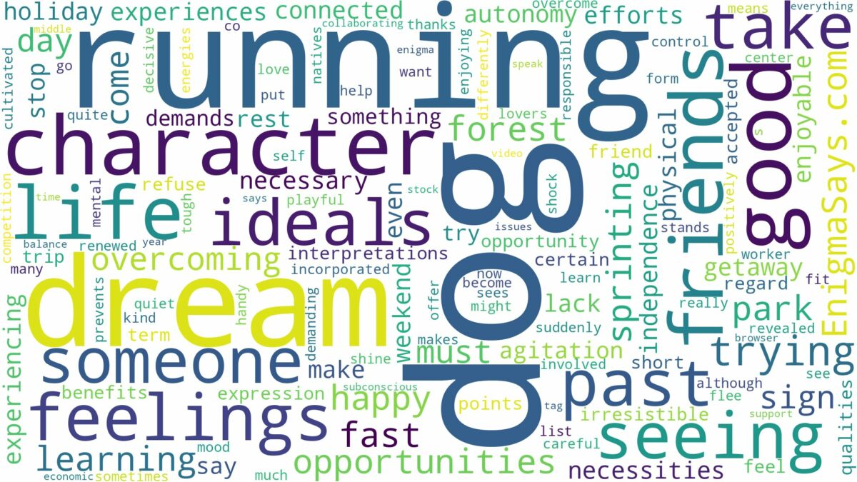 dreaming of seeing a running dog and related dreams with their meanings in a word cloud