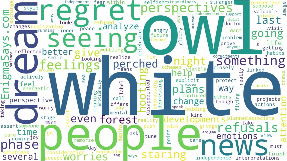 dreaming of seeing a white owl and related dreams with their meanings in a word cloud