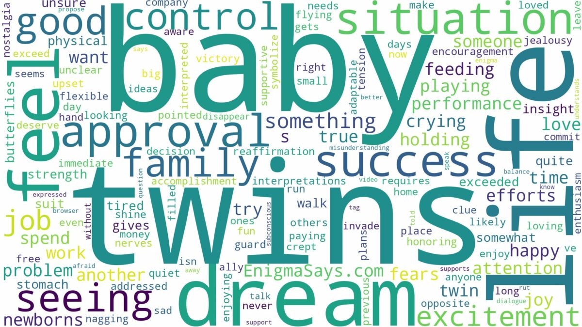 dreaming of seeing baby twins and related dreams with their meanings in a word cloud