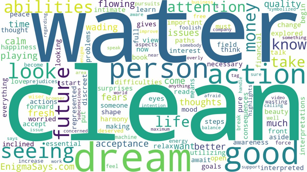 dreaming of seeing clean water and related dreams with their meanings in a word cloud