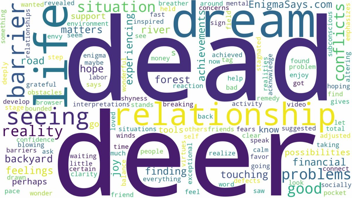 dreaming of seeing dead deer and related dreams with their meanings in a word cloud