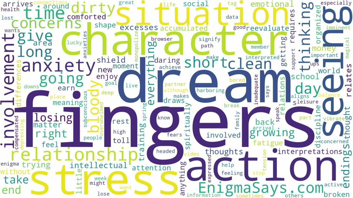 dream of seeing fingers and related dreams with their meanings in a word cloud