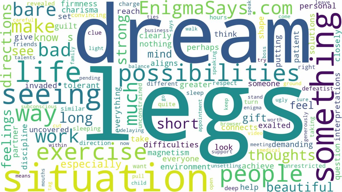 dream of seeing legs and related dreams with their meanings in a word cloud