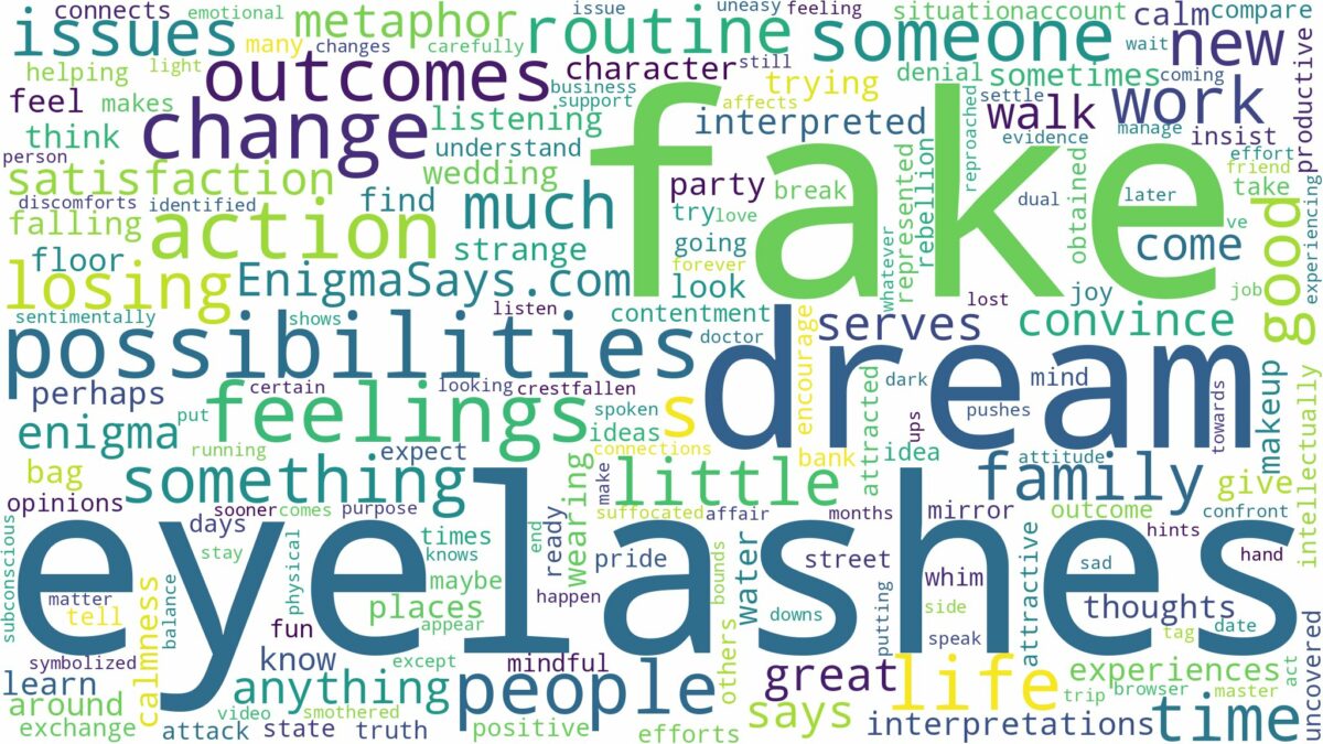 dream about fake eyelashes and related dreams with their meanings in a word cloud