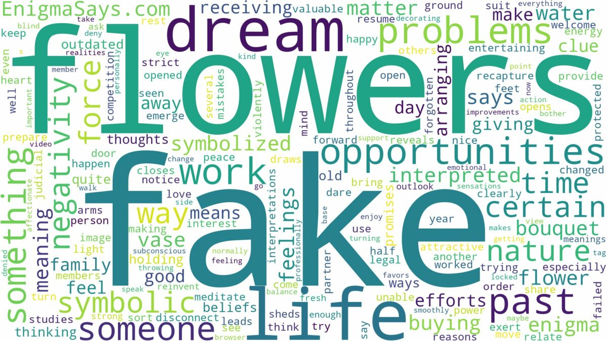 dream about fake flowers and related dreams with their meanings in a word cloud