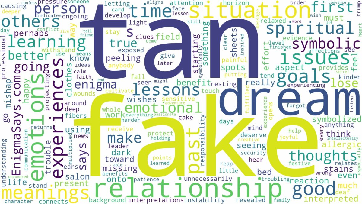 dream about fake tan and related dreams with their meanings in a word cloud