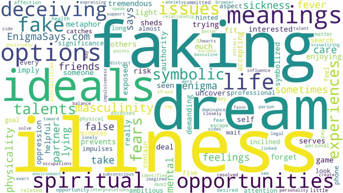 dream of faking illness and related dreams with their meanings in a word cloud