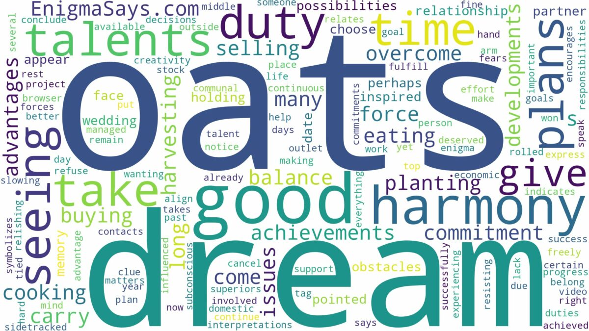 dream of seeing oats and related dreams with their meanings in a word cloud