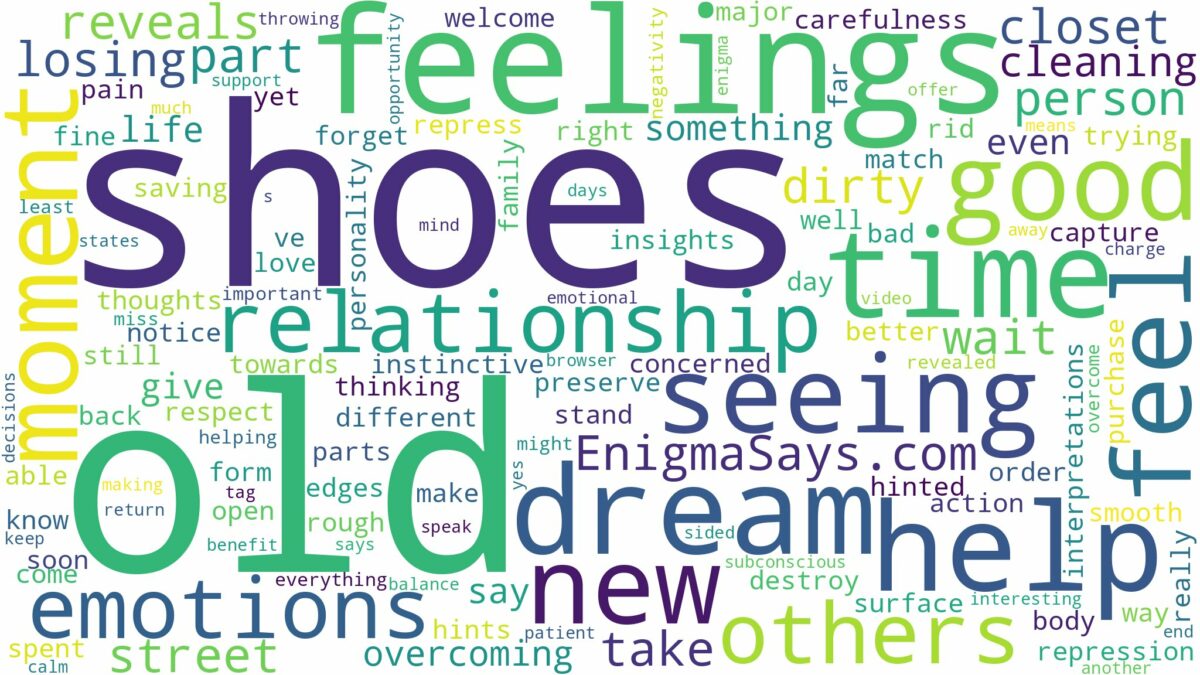 dreaming of seeing old shoes and related dreams with their meanings in a word cloud