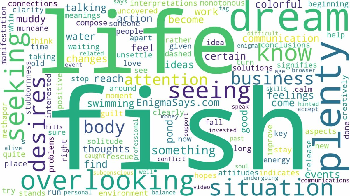 dreaming of seeing plenty fish and related dreams with their meanings in a word cloud