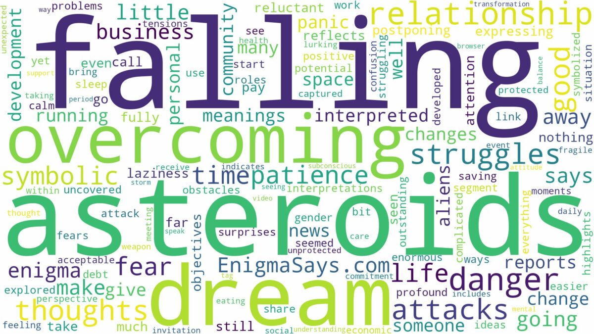 dream of falling asteroids and related dreams with their meanings in a word cloud