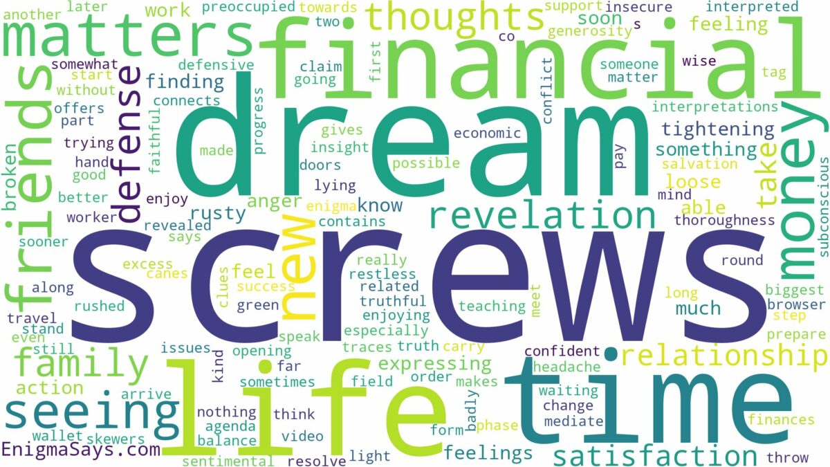 dream of seeing screws and related dreams with their meanings in a word cloud