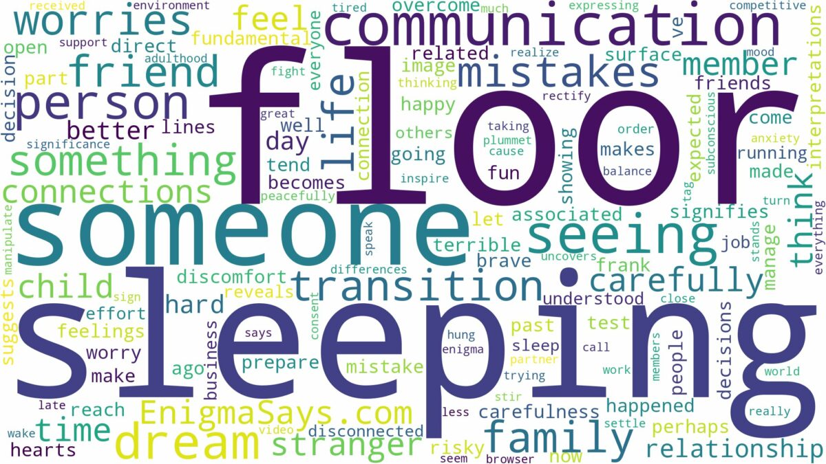 dreaming of seeing someone sleeping on the floor and related dreams with their meanings in a word cloud