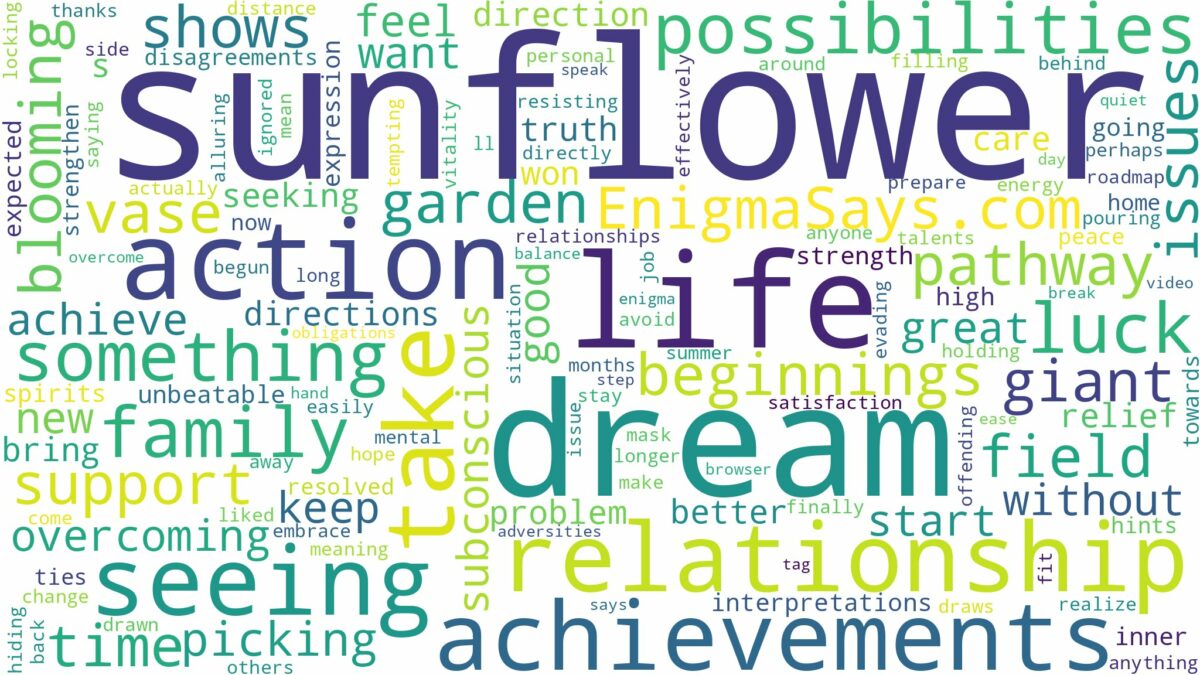 dream of seeing sunflower and related dreams with their meanings in a word cloud