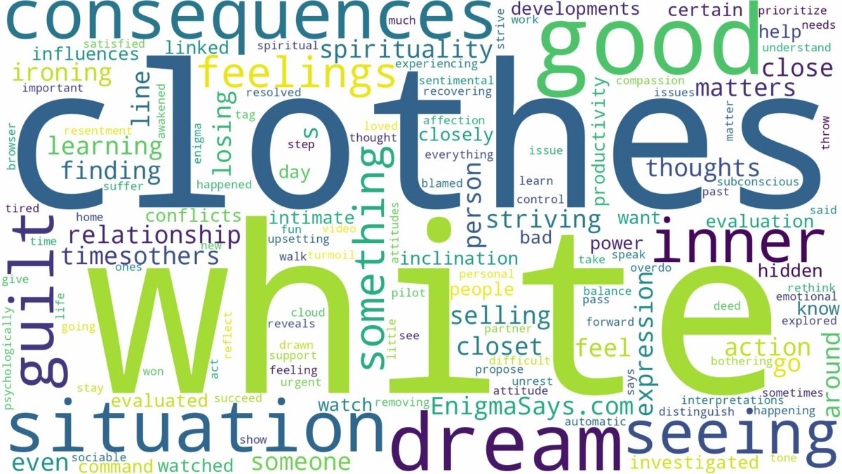 dreaming of seeing white clothes and related dreams with their meanings in a word cloud