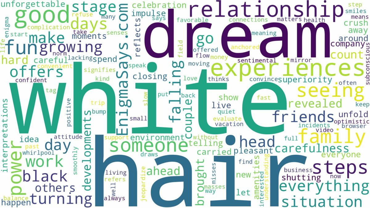 dreaming of seeing white hair and related dreams with their meanings in a word cloud