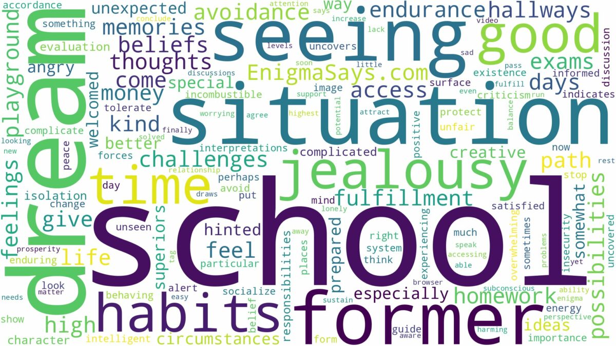 dreaming of seeing yourself in your former school and related dreams with their meanings in a word cloud