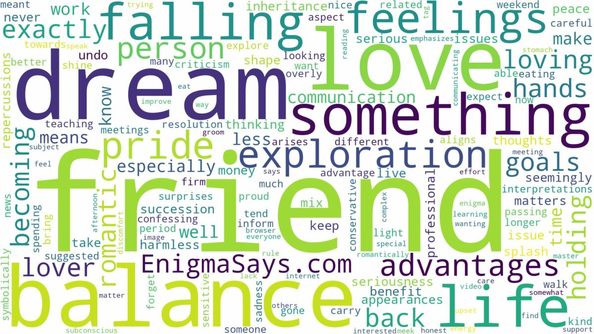 dreaming of falling in love with a friend and related dreams with their meanings in a word cloud