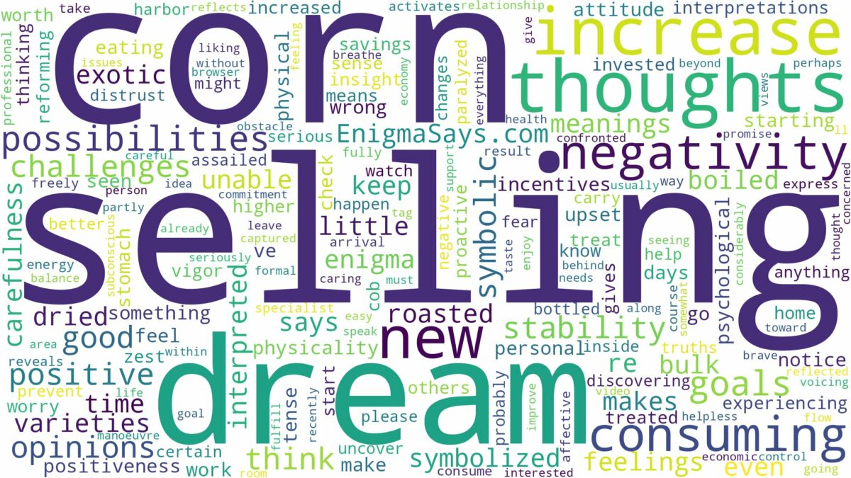 dream of selling corn and related dreams with their meanings in a word cloud