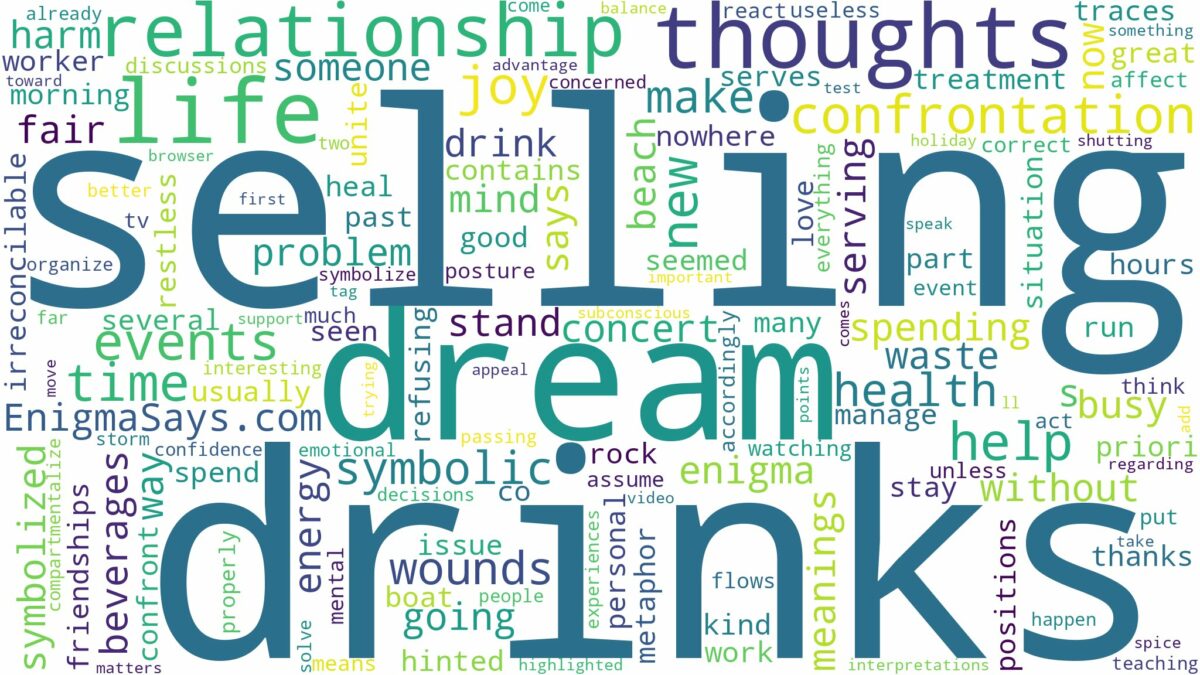 dream of selling drinks and related dreams with their meanings in a word cloud