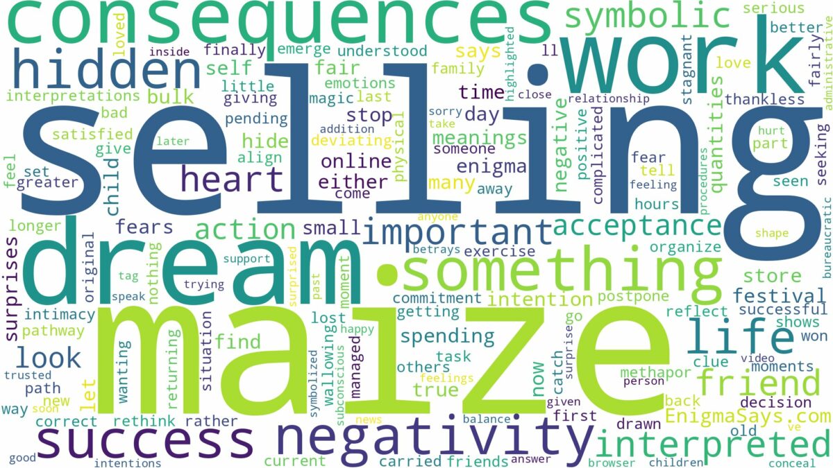 dream of selling maize and related dreams with their meanings in a word cloud