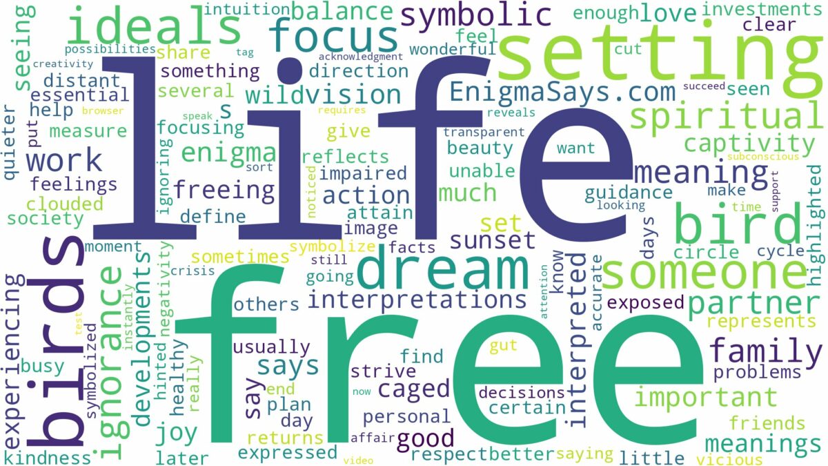 dreaming of setting birds free and related dreams with their meanings in a word cloud