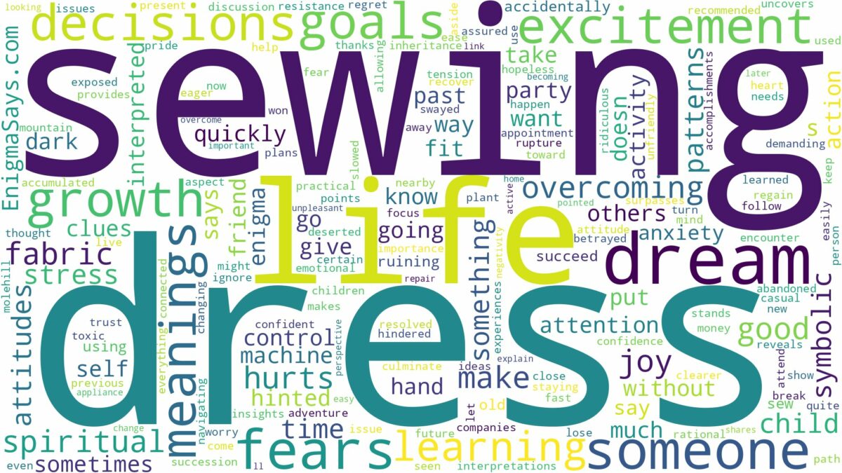 dream of sewing a dress and related dreams with their meanings in a word cloud