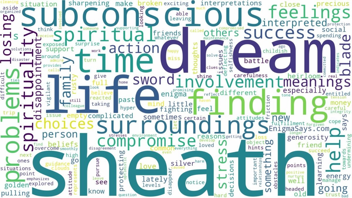 dream about sheath and related dreams with their meanings in a word cloud