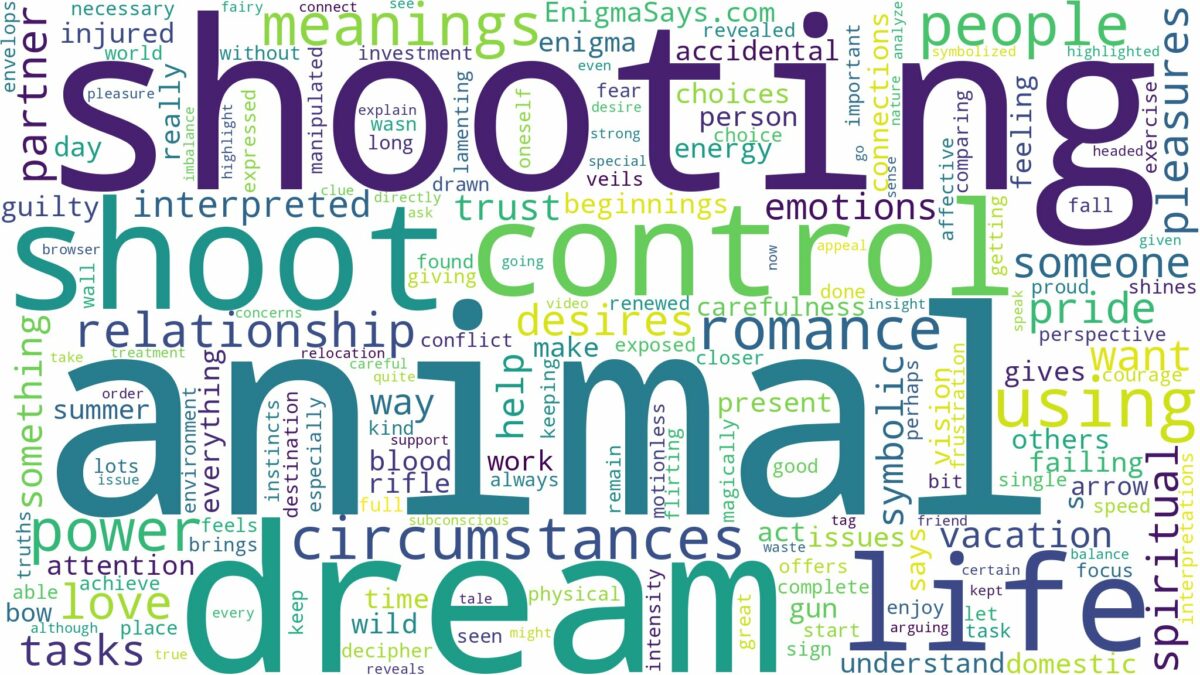 dream of shooting animal and related dreams with their meanings in a word cloud