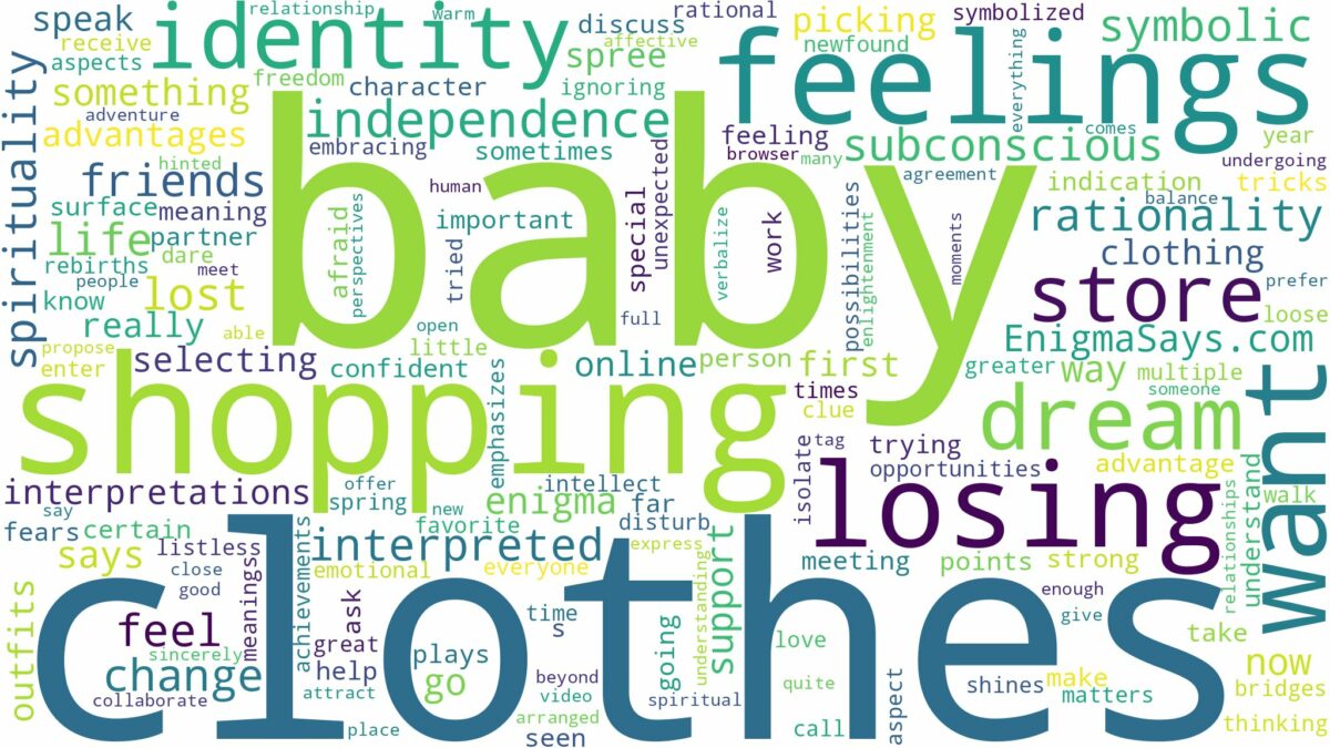 dreaming of shopping for baby clothes and related dreams with their meanings in a word cloud