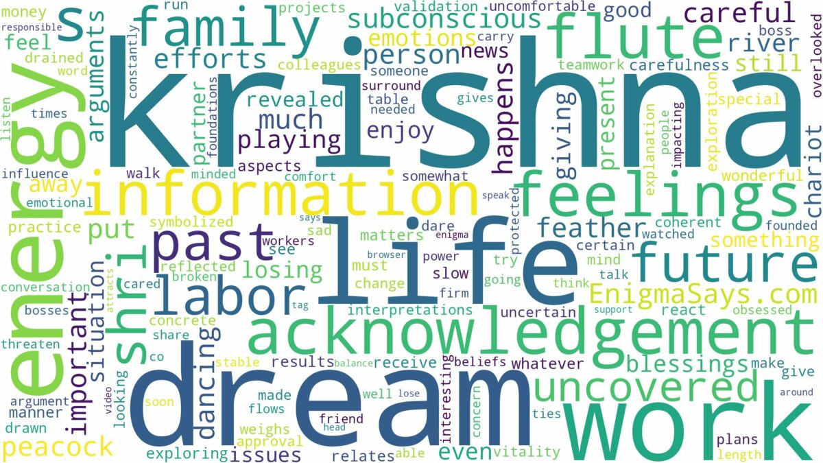 dream about shri krishna and related dreams with their meanings in a word cloud