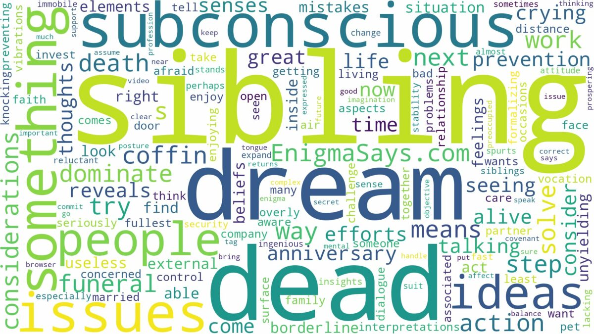 dream of sibling dead and related dreams with their meanings in a word cloud