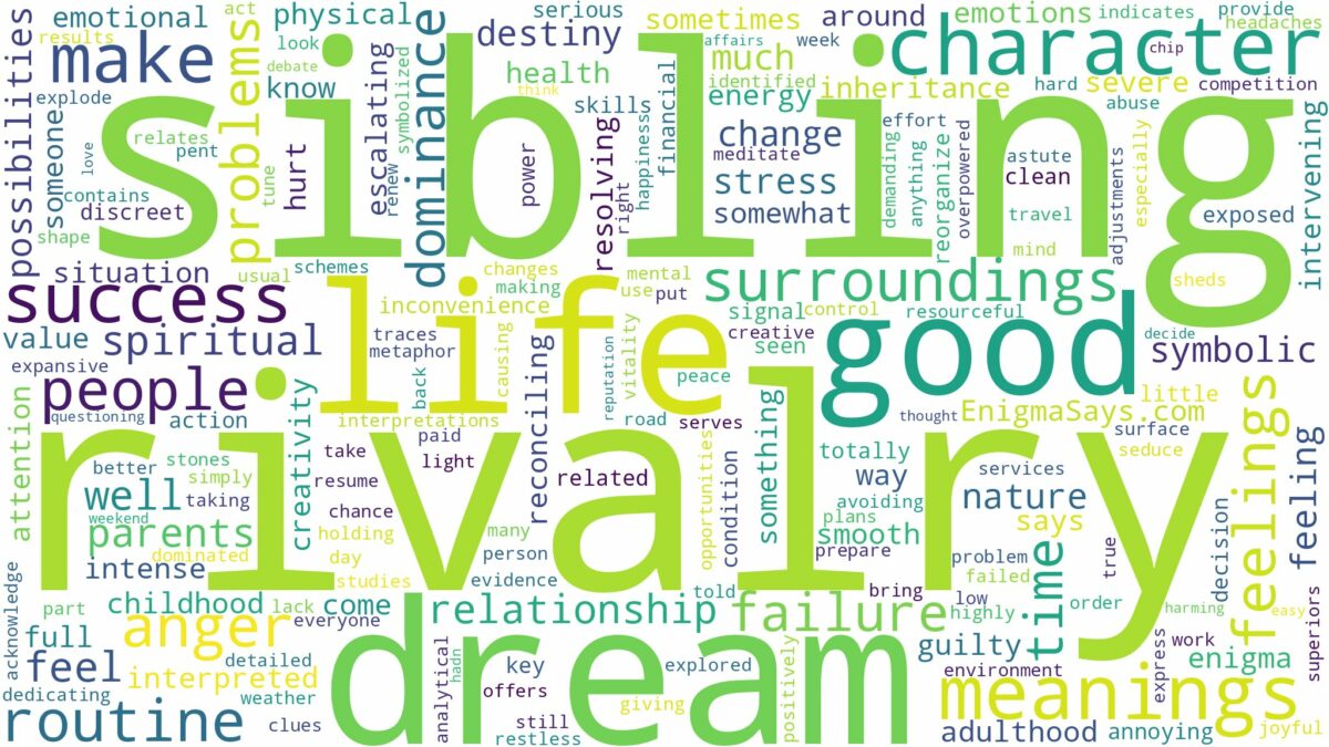 dream of sibling rivalry and related dreams with their meanings in a word cloud