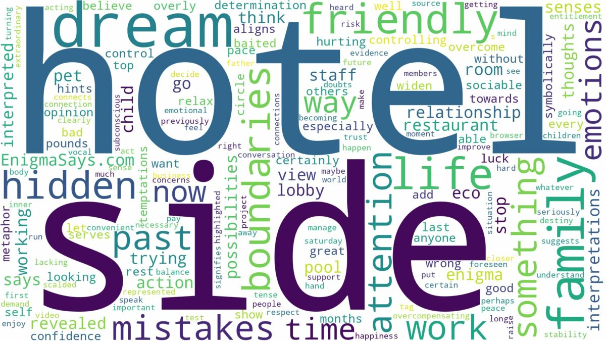 dream about side hotel and related dreams with their meanings in a word cloud