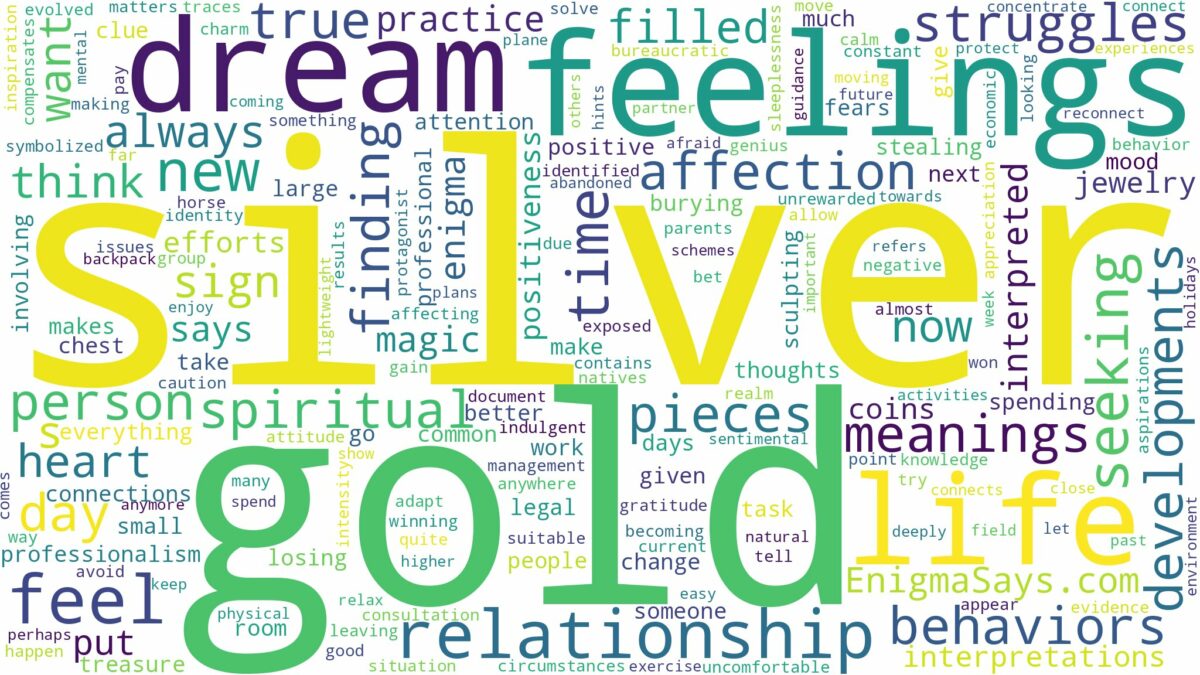 dream about silver and gold and related dreams with their meanings in a word cloud