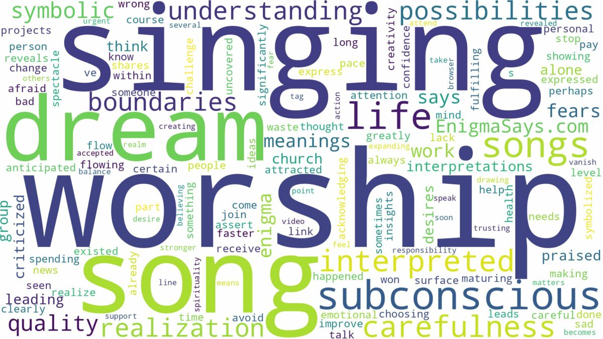 dreaming of singing worship songs and related dreams with their meanings in a word cloud