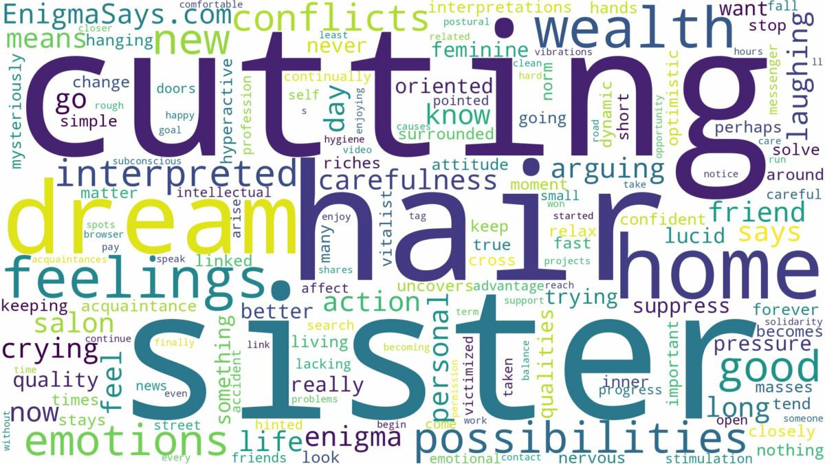 dreaming about sister cutting your hair and related dreams with their meanings in a word cloud